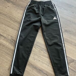 Adidas Kids Black Joggers with black and White Stripes
